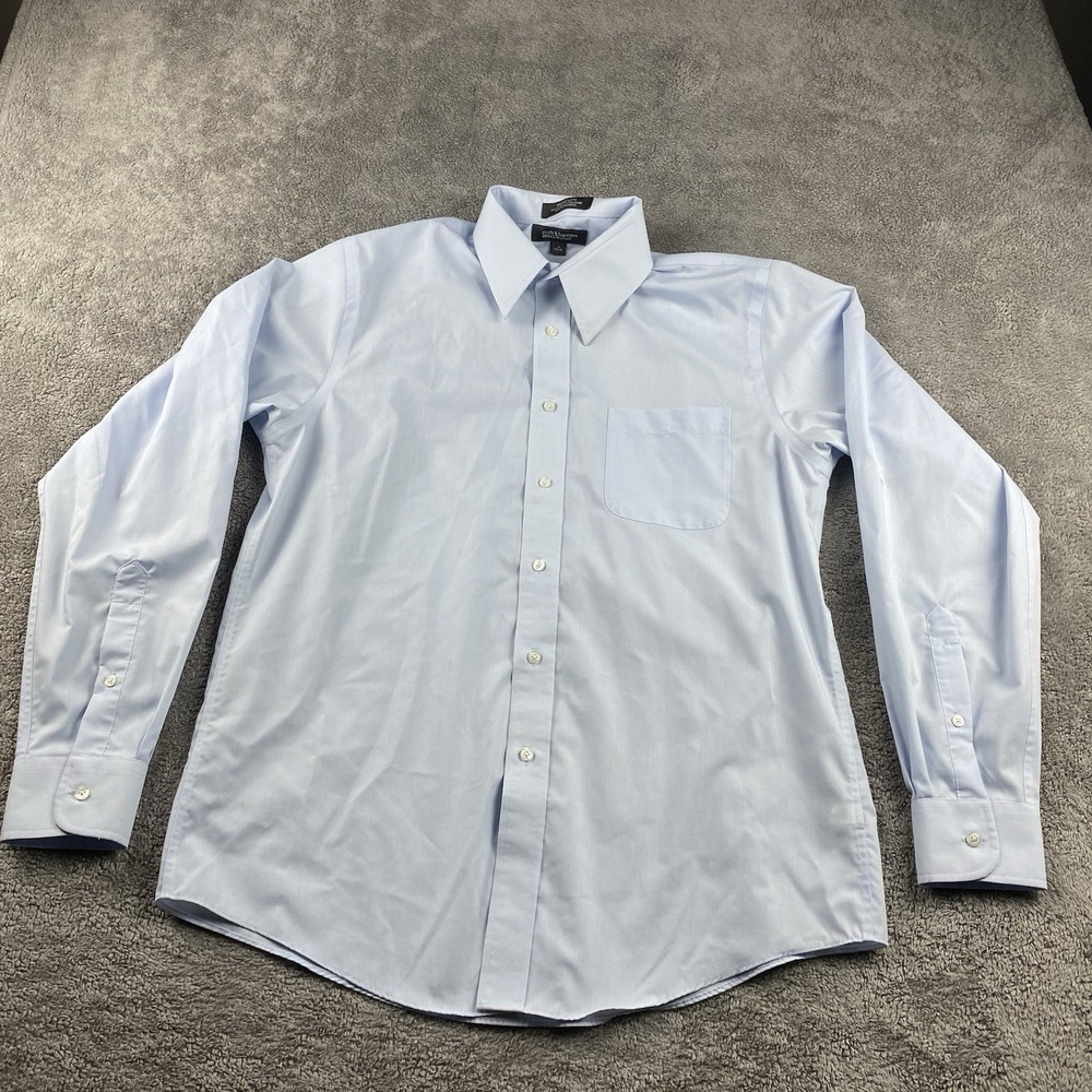 Croft And‎ Barrow Long Sleeve Dress Shirt Mens 16 34/35 Light Blue Broadcloth